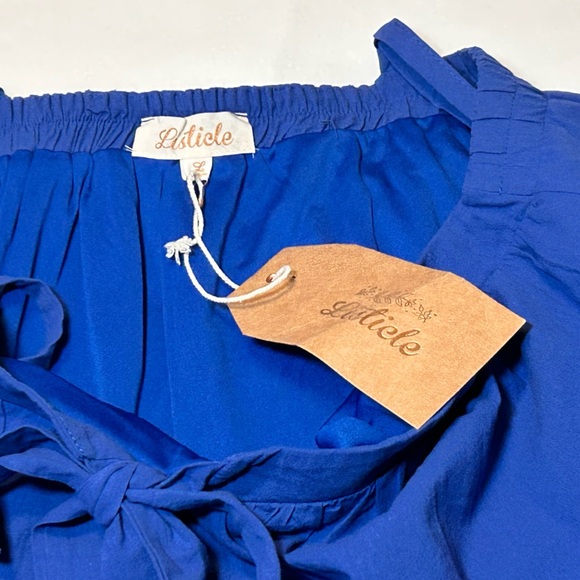 Tie Front Tunic Dress 100% Cotton Size Large Summer Adjustable Straps NWT - Picture 12 of 13